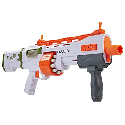 Nerf Halo Bulldog SG Dart Blaster - Pump-Action, Rotating 10-Dart Drum, Tactical Rails, 10 Official Nerf Elite Darts, Skin Unlock Code