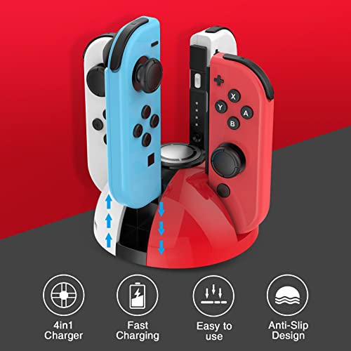 HEIYING Switch Joy-Con Charging Dock for Nintendo Switch/Switch OLED Joy-Con Controller, Switch Controller Charger Stand Station,Switch Joy-Con Charging Stand with LED Indicator.