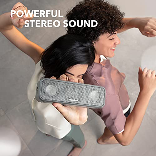 soundcore Anker 3 Bluetooth Speaker with Stereo Sound, Pure Titanium Diaphragm Drivers, 24H Playtime, IPX7 Waterproof, Bluetooth 5.0, PartyCast Technology, BassUp, App, Custom EQ