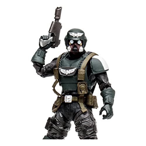 McFarlane Toys, 7-Inch Warhammer 4000 Darktide Veteran Guardsman Action Figure with 22 Moving Parts, Multicolour Collectible Warhammer Figure with collectors stand base - Ages 12+