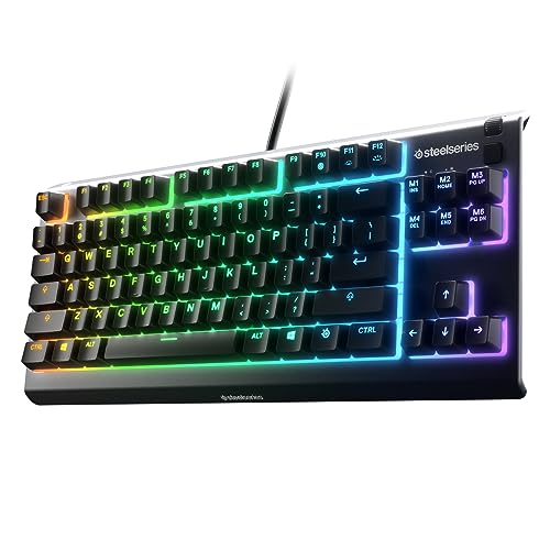SteelSeries Apex 3 TKL - RGB Gaming Keyboard - Tenkeyless Compact Esports Form Factor - 8-Zone RGB Illumination - IP32 Water & Dust Resistant - English QWERTY Layout
