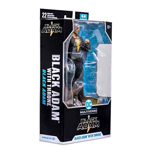 McFarlane Toys, 7-Inch DC Black Adam Action Figure with 22 Moving Parts, Collectible DC Black Adam Movie Figure with Throne, Stand Base and Unique Collectible Character Card – Ages 12+