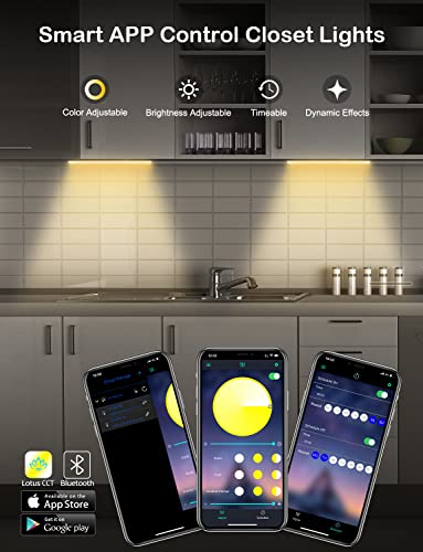 MATICOD Under Cupboard Kitchen Lights, Dimmable White Wardrobe Lights Under Cabinet Kitchen Lights with Bluetooth Smart APP Remote Control, Under Counter Lights Cupboard Lights Under Cabinet Lights