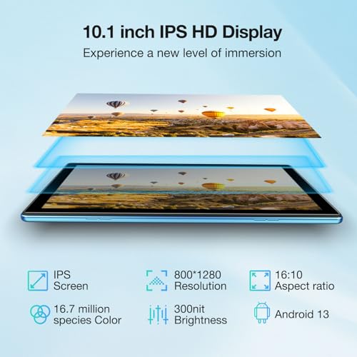 DOOGEE U10 Pro Tablet, 10 inch Tablet, 20GB RAM+128GB ROM/1TB, Android Tablet, Android 13 Tablet, WiFi-6, Widevine L1, 1280 * 800 HD+ IPS, 8MP+5MP, 5060mAh/TÜV SÜD/3.5mm Headphone Jack/BT 5.0, Blue