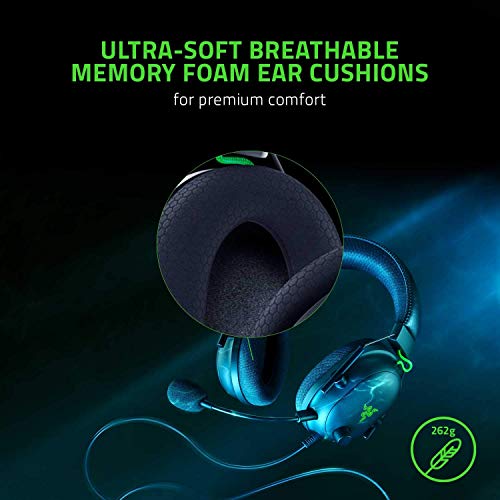 Razer BlackShark V2 Gaming Headset: THX 7.1 Spatial Surround Sound - 50mm Drivers - Detachable Mic - PC, PS4, PS5, Switch, Xbox One, Xbox Series X & S, Mobile - 3.5 mm Audio Jack & USB DAC - Black