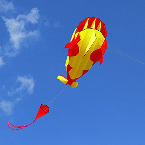 Lixada 3D children adults kites Giant frameless soft parafoil giant whale kite, single line kite Best large beach kite, 120 * 215cm, with storage bag