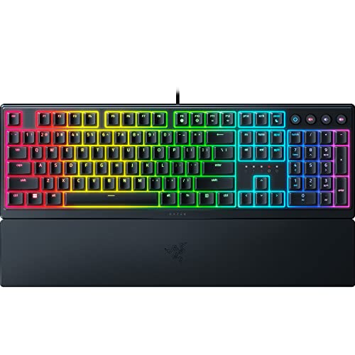 Razer Ornata V3 - Low Profile Gaming Keyboard (Hybrid Mecha-Membrane Switch, UV-coated Keycaps, Magnetic Soft-Touch Wrist Rest, RGB Chroma) UK Layout | Black