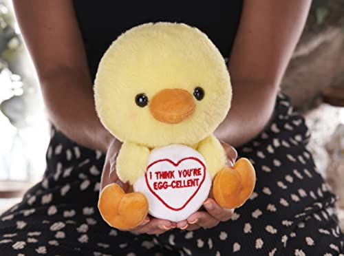 Posh Paws 37510 Swizzels Love Hearts 18cm (7-Inch) Baby Chick ‘I Think You’RE Egg-CELLENT’ Plush Soft Toy