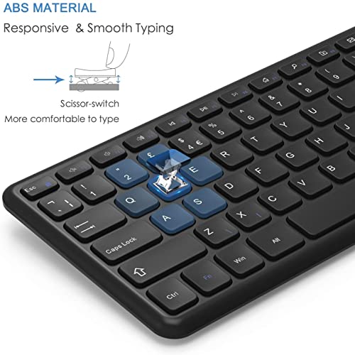 Wired Keyboard and Mouse Set, Full Size QWERTY UK Wired Keyboard, Scissor-Switch Keys, Wired Mice with 800/1200/1600 Adjustable DPI, Compatible with Windows Computer Laptop PC Desktop, Black