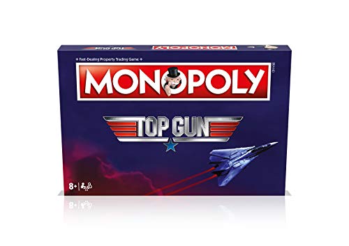 Winning Moves Top Gun Monopoly Board Game, Choose your favourite custom token and advance to Cougar, Hollywood, Goose and Iceman, look cool as Maverick in aviators, great gift for ages 8 plus