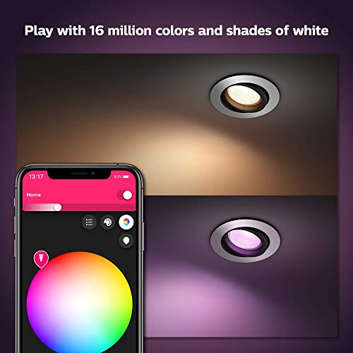 Philips Hue Centura LED Smart Light [Silver - Round] with Bluetooth, Works with Alexa, Google Assistant and Apple Homekit. For Livingroom and Bedroom