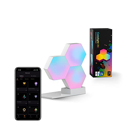 Cololight Hexagon Led Lights Voice App-Controlled, Work with Alexa, Google Home, Color Changing Night Lights, Pro Starter Kit for Gaming Setup Home Decoration (3-pc pro Starter kit)