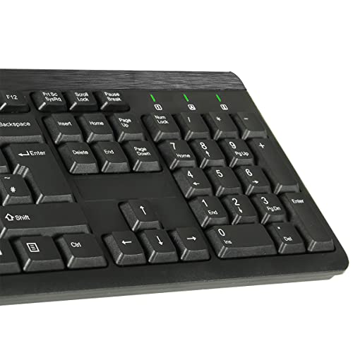 Combrite Wired Keyboard and Mouse Set, Full Size UK Layout Keyboard, Spill Resistant, Dedicated Multimedia Shortcut Keys, Comfort Optical Mouse, for Desktop PC, Laptop Computers, Black