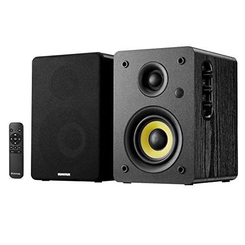 Sanyun SW206 80W Active Dual-Mode Bookshelf Speakers, 4inch Studio Monitor and HiFi Mode, Optical Coaxial TRS Aux Bluetooth 5.0 USB with 24bit DAC, for Home Music System Turntable TV PC Desktop, Black