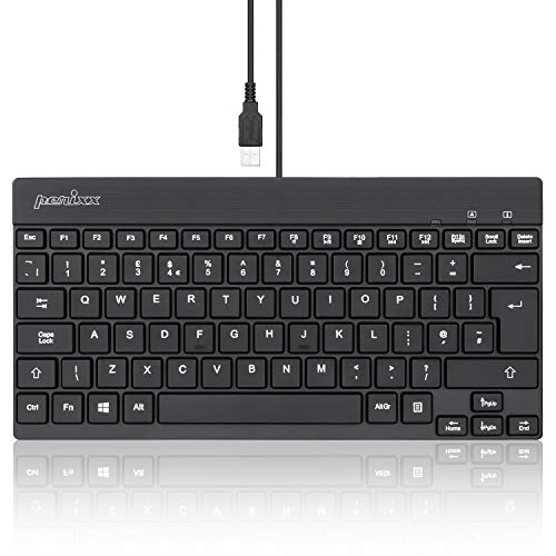 Perixx PERIBOARD-326 Wired USB Mini Backlit Keyboard, Quiet Typing Design, QWERTY UK