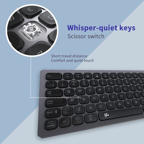 B.FRIENDIT Slim USB Wired Keyboard – UK Layout Soft Touch and Quiet Key, Compatible with Apple iMac, Macbook, Mac and PC, Computer Keyboard with Numeric Keypad – Space Gray