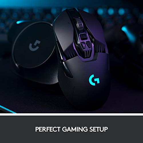 Logitech G903 LIGHTSPEED Wireless Gaming Mouse, HERO 25K Sensor, 25,600 DPI, RGB, Lightweight, Programmable Buttons, 140h Battery Life, POWERPLAY-compatible, Ambidextrous, PC/Mac - Black