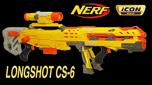 Nerf N-Strike Icon Series - Longshot CS-6 Foam 3 in 1 Blaster + 12 Official Nerf Elite Icon Darts - 8+ Years - E8886EU50