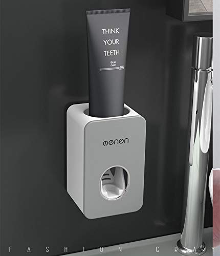 MHTECH wall-mounted toothpaste dispenser Automatic Squeezer Toothpaste Dispenser-Waterproof and dust free(gray)7x6x11cm