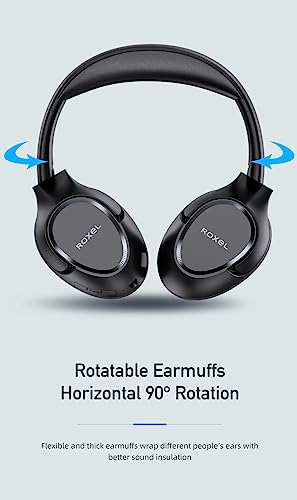 Roxel Wireless Headphones with Mic, Over Ear 12 Hours Playtime, 1H Quick Charge Wireless Headphones, Foldable Lightweight Headset with Deep Bass, Stereo Sound, H700BT