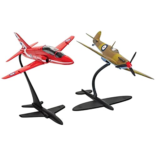 Airfix Best of British: Supermarine Spitfire & RAF Red Arrows Hawk Model Aircraft Gift Set, 1:72 Scale Plastic Model Aircraft/Plane Kits, Includes: 6x Humbrol Acrylic Paints, 2x Brushes & Poly Cement