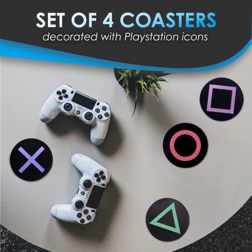 Paladone Playstation Metal Drink Coasters, Set of Four Coasters, Multicolor, 1 x 9 x 9 cm
