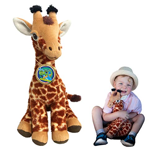 EcoBuddiez - Giraffe from Deluxebase. Large 35cm Soft Plush Animals made from Recycled Plastic Bottles. Eco-Friendly Cuddly Gift for Kids and Cute Stuffed Animal Toy for Toddlers.