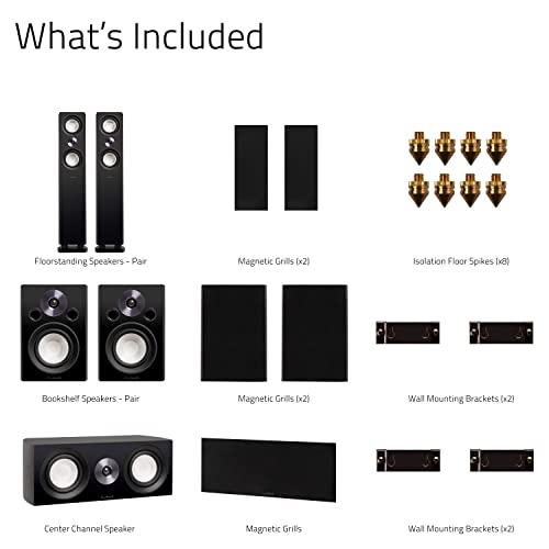 Fluance Reference High Performance Surround Sound Home Theater 5.0 Channel Speaker System including 3-Way Floorstanding Towers, Center Channel, and Rear Surround Speakers - Black Ash (XL8HTB)