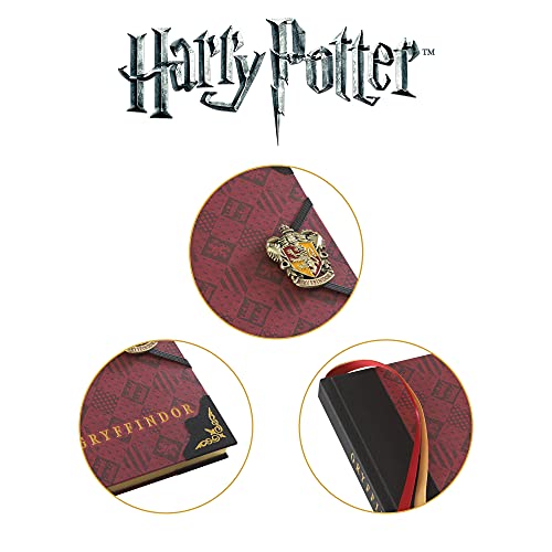 The Noble Collection Harry Potter Gryffindor Journal - 9.75in (25cm) Hardbound Lined with Gilded Edges and Die Cast Enameled Crest - Officially Licensed Film Set Movie Props Gifts