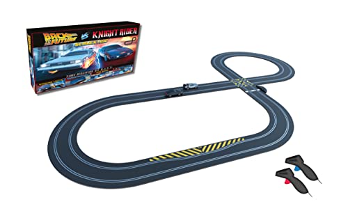 Scalextric 1980s TV - Back to the Future vs Knight Rider Race Set - Electric Race Car Track Set for Ages 5+, Slot Car Race Tracks - Includes: Cars, Track & Controllers - 1:32 Scale Race Sets