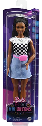 Barbie: Big City, Big Dreams Barbie “Brooklyn” Roberts Doll (11.5-in, Brunette Braided Hair) Wearing Shimmery Top, Skirt & Accessories, Gift for 3 to 7 Year Olds