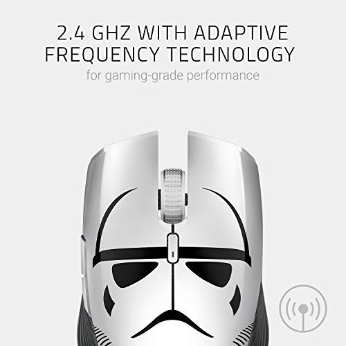 Razer Atheris Stormtrooper Ed: Ergonomic Gaming Mouse, with 350-Hour Battery Life , 7,200 Dpi Optical Sensor, 2.4 Ghz Adaptive Frequency Technology - Mercury / White