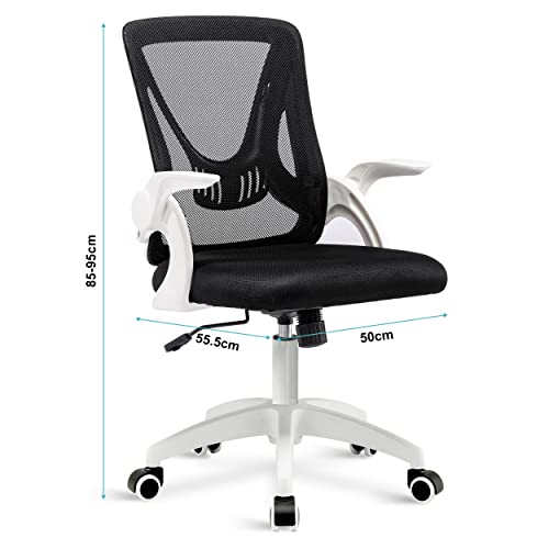 Office Chair For Home, Desk Chair, Mesh Swivel Chair With 90° Flip-up Armrest Computer Chair With Lumbar Support Adjustable Height, Back Support 360° Rotation Gaming Chair For Home Office