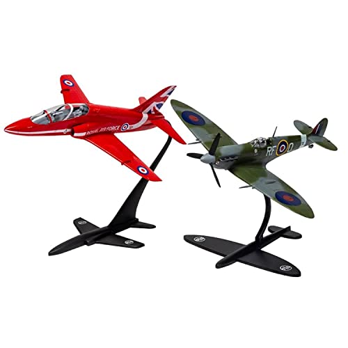 Airfix Best of British: Supermarine Spitfire & RAF Red Arrows Hawk Model Aircraft Gift Set, 1:72 Scale Plastic Model Aircraft/Plane Kits, Includes: 6x Humbrol Acrylic Paints, 2x Brushes & Poly Cement