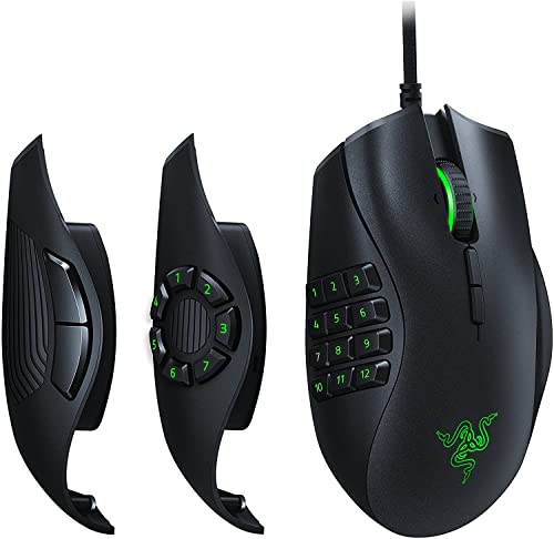 Razer Naga Trinity - MOBA/MMO Wired Gaming Mouse (3 Interchangeable Side Plates, 16,000 DPI 5G Optical Sensor, Up to 19 Programmable Buttons, Mechanical Switches, RGB Chroma) Black