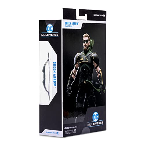 McFarlane Toys, DC Gaming 7-inch Green Arrow Action Figure with 22 Moving Parts, Collectible DC Injustice 2 Game Figure with Stand Base and Unique Collectible Character Card – Ages 12+