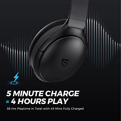 SoundPEATS Bluetooth Headphones, A6 Hybrid Active Noise Cancelling Earphones New Over Ear Headphones, 38 Hours Playtime(ANC Off), USB-C, Foldable Design with Ergonomic Headband, Memory Foam Earcups