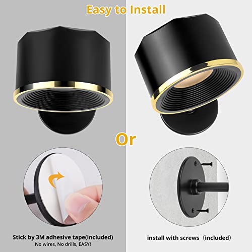 Wall Light Set of 2, Rechargeable LED Wall Sconce Battery Operated, 6 Colors Dimmable Cupboard Light, Remote&Touch Control Stick on Wall Light, Bedside Wall Reading Light for Bedroom Pictures Arts