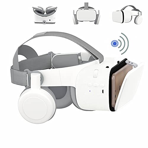 VR Glasses for phones, Bluetooth VR Headset for iphone/Samsung phone 3D Virtual Reality Glasses with Wireless Remote Control, VR Glasses for Movies & Games Compatible for Android/iOS Phones (White)