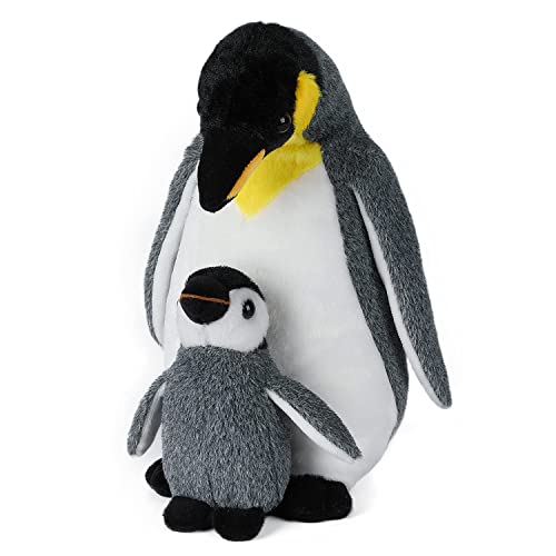 Penguin Mom & Baby Plush Toy, 33cm Stuffed Animal Small Plushie Doll, Soft Fluffy Like Real Penguin Hugging Toy - Present for Every Age & Occasion (assa-911)