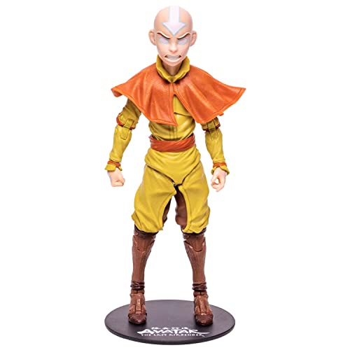 McFarlane Toys, Avatar the Last Airbender 7-inch Gold Label Aang Action Figure with 22 Moving Parts, Collectible Figure with Accessories and Collectors Stand Base – Ages 12+