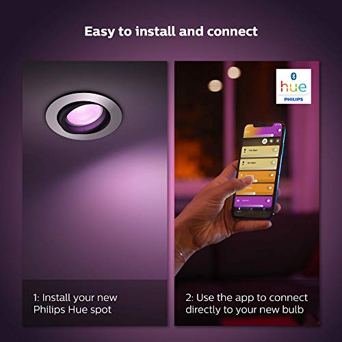 Philips Hue Centura LED Smart Light [Silver - Round] with Bluetooth, Works with Alexa, Google Assistant and Apple Homekit. For Livingroom and Bedroom