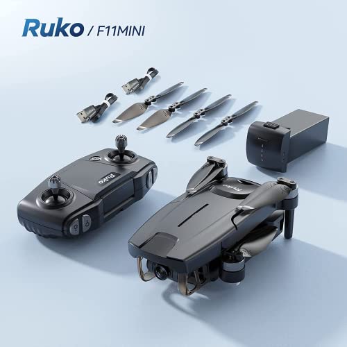 Ruko F11MINI Drone, Under 250g Drone with Camera, 2 Batteries 60 Min Flight Time, Foldable and Lightweight, 5GHz WiFi, GPS Auto Return, Follow Me Drone, Points of Interest for Beginner Adult