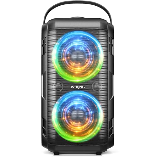 W-KING 80W Bluetooth Speaker Loud- Super Bass, Huge 105dB Sound, Portable Party Wireless Outdoor Speakers, Mixed Color LED Lights, IPX5 Large Speaker, 24H Playtime, USB Playback, TF Card, AUX, EQ