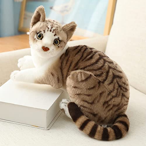 elemhome Plush Toys Soft Toys Stuffed Animals Cat Tabby Stuffed Animal Plush Realistic lifeLike Small Cats Cute Plush Toys for Kids Pet Birthday Gift (Tabby Cat 30cm)