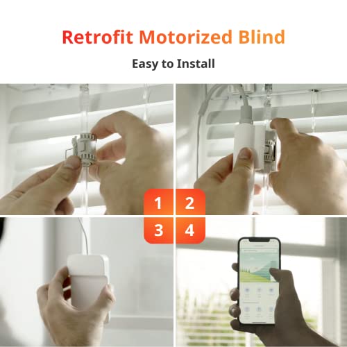 SwitchBot Blind Tilt Motorized Blinds - Smart Electric Blinds with Bluetooth Remote Control, Solar Powered, Light Sensing Control, Add Hub to Work with Alexa & Google Home