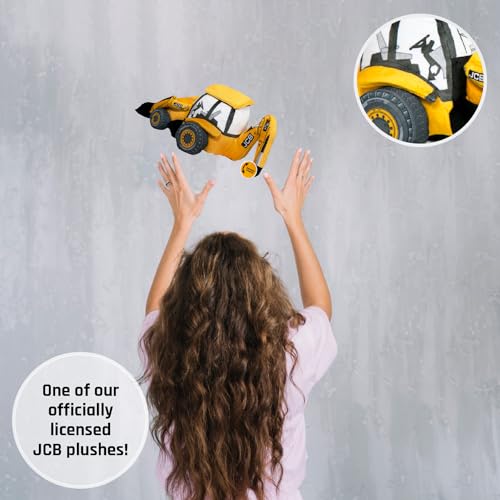 Officially Licensed JCB Backhoe Soft Toy - Cute Plush Toy for Kids and Collectors - Iconic Construction Vehicle