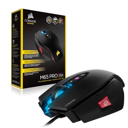 Corsair M65 PRO RGB FPS Gaming Mouse (12000 DPI Optical Sensor, Adjustable Weights, 8 Programmable Buttons, 3-Zone RGB Multi-Colour Backlighting, Xbox One Compatible) - Black