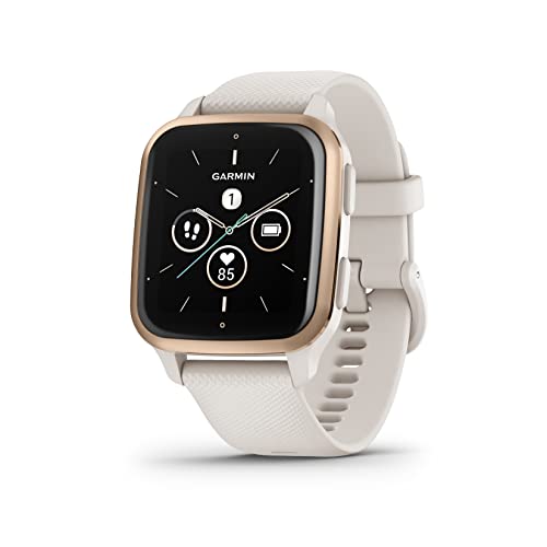 Garmin Venu Sq 2 Music GPS Smartwatch with All-day Health Monitoring, Ivory and Peach Gold