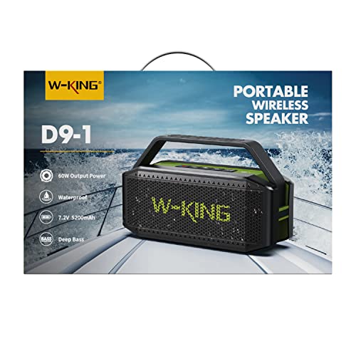 W-KING Bluetooth Speaker, 60W Loud Portable Wireless Bluetooth Speaker IPX6 Waterproof, Rich Bass, 40H Playtime, Outdoor Powerful Stereo Speaker with Power Bank Function, V 5.0, TF Card, NFC, AUX, EQ